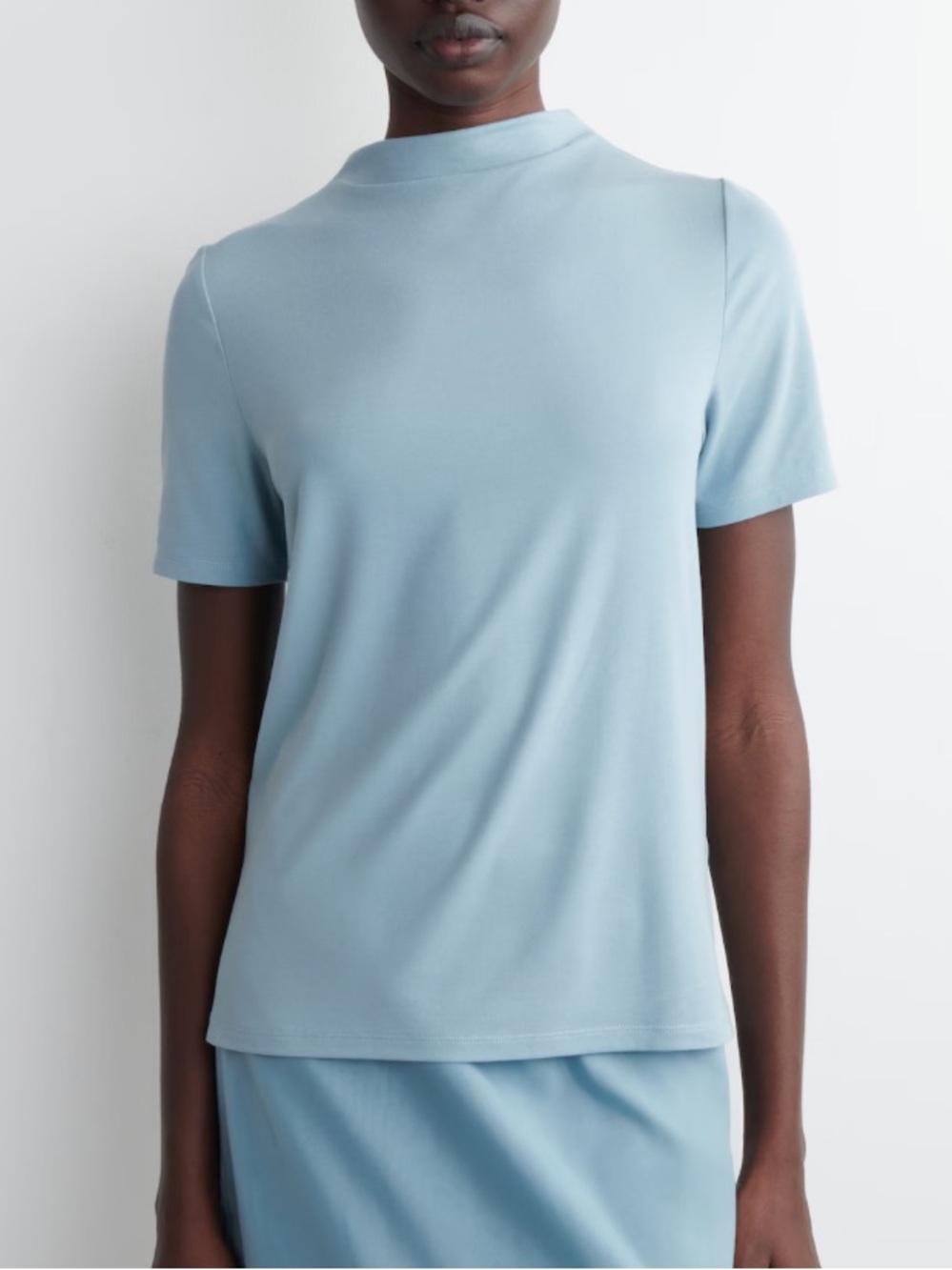 NWT COS CROPPED JERSEY T-SHIRT STEEL BLUE MEDIUM